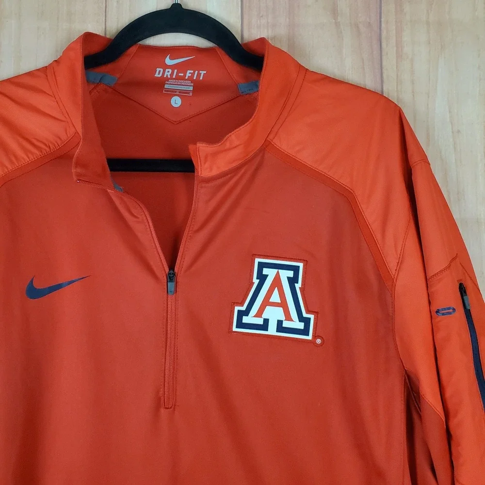 Nike Arizona Wildcats Mens Basketball Jacket Sz Large Red Quarter Zip Pullover